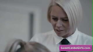 Watch naughty milf lesbos enjoying deep ass and pussy fingering for long lasting climax in the office